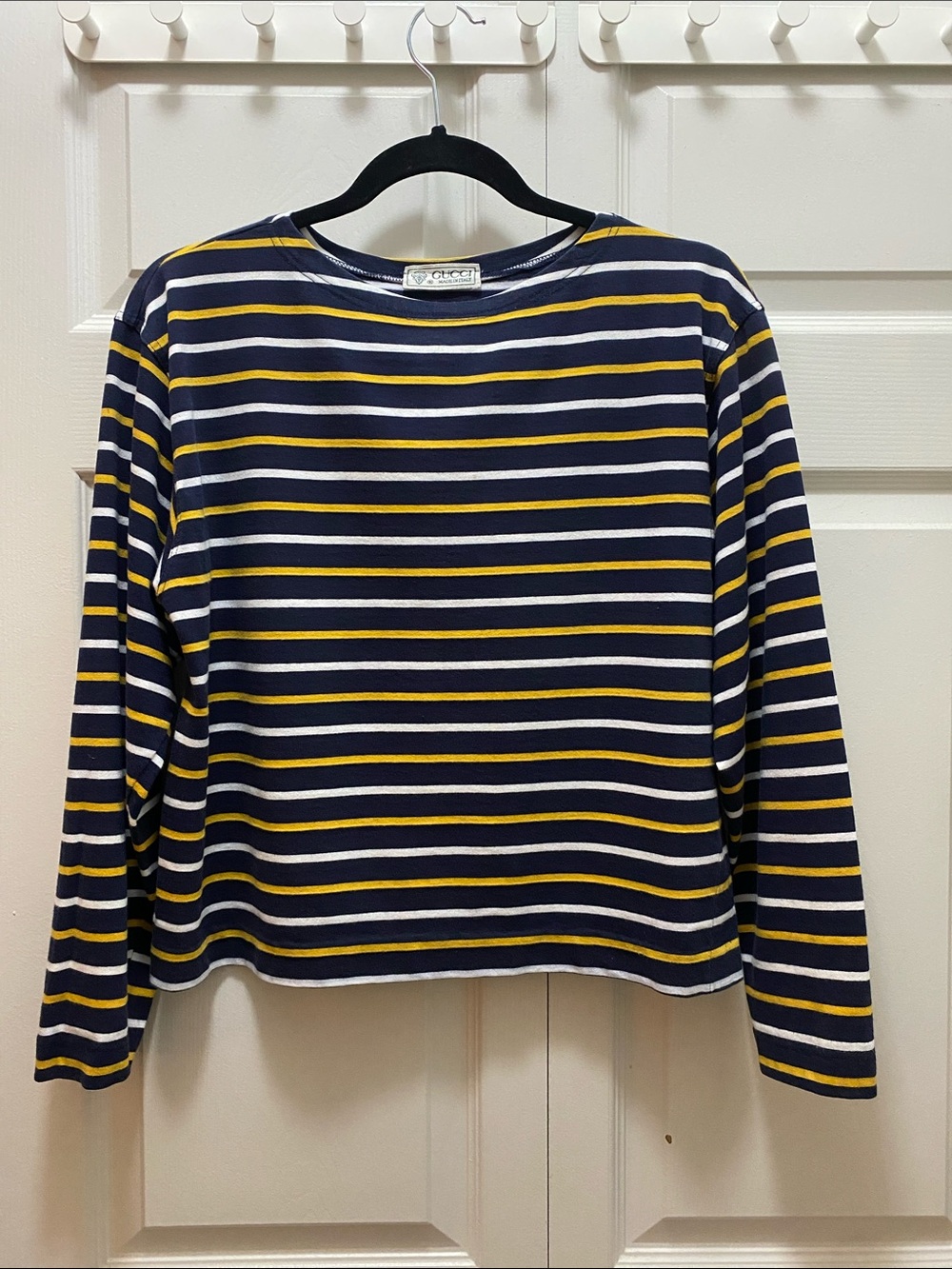 Vintage 1980s Gucci Striped Boatneck Long Sleeve Top - Rare Archive